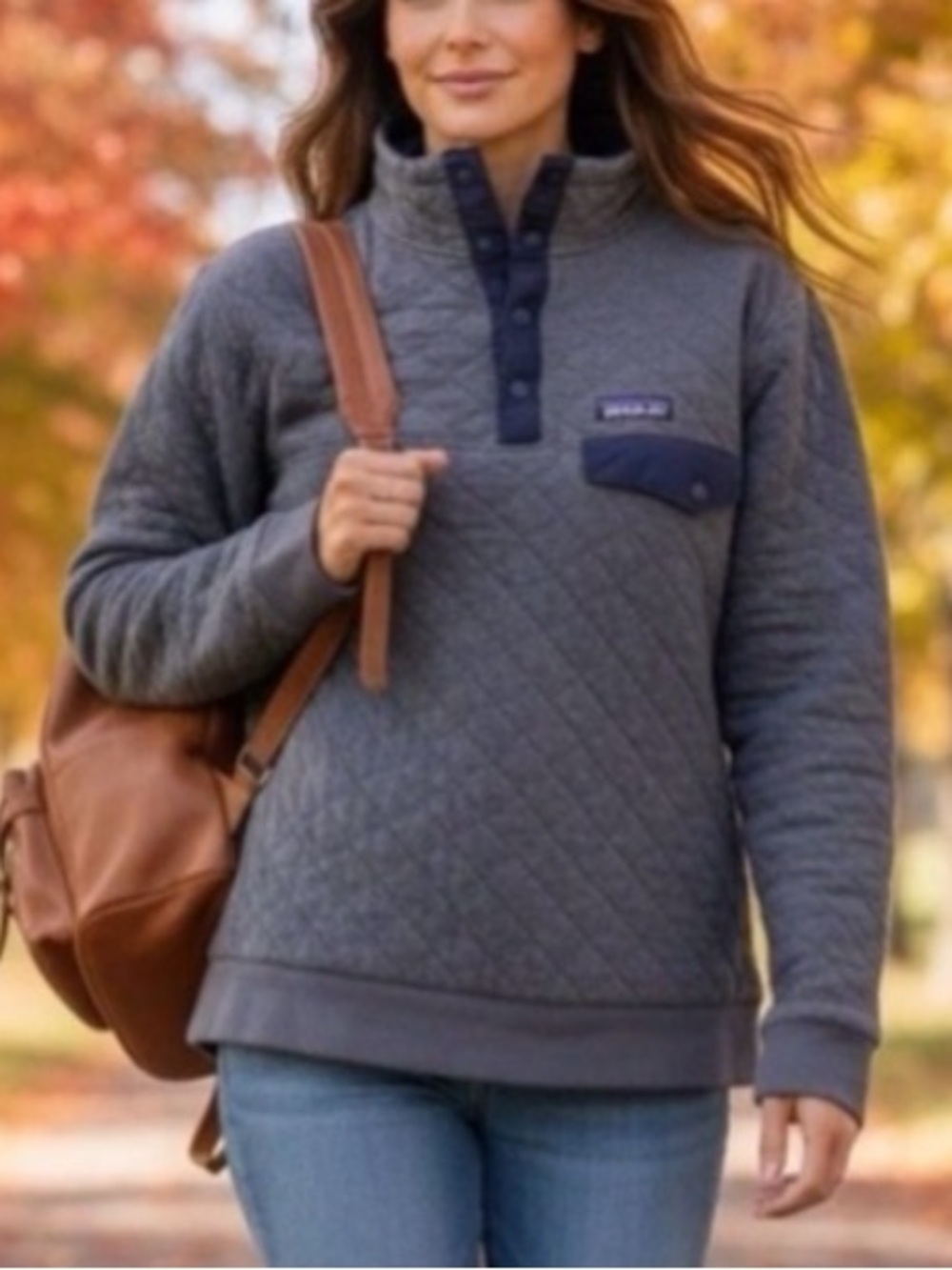 Patagonia Organic Cotton Quilted Snap-T Pullover - Charcoal Women’s Small